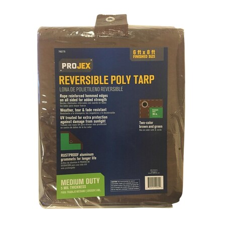 Projex 6 ft. W X 8 ft. L Medium Duty Polyethylene Reversible Tarp Brown/Green PROBG0608